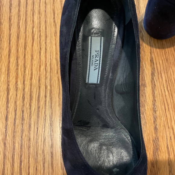 Prada Navy Suede Block Heel Pumps Size 36½ | Italian | Pointed Toe | Dust Bags - Picture 7 of 14